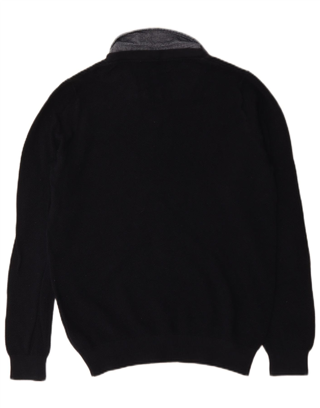 Marks & Spencer Suéter tipo jersey con cuello tipo polo de ajuste regular para hombre pequeño azul marino