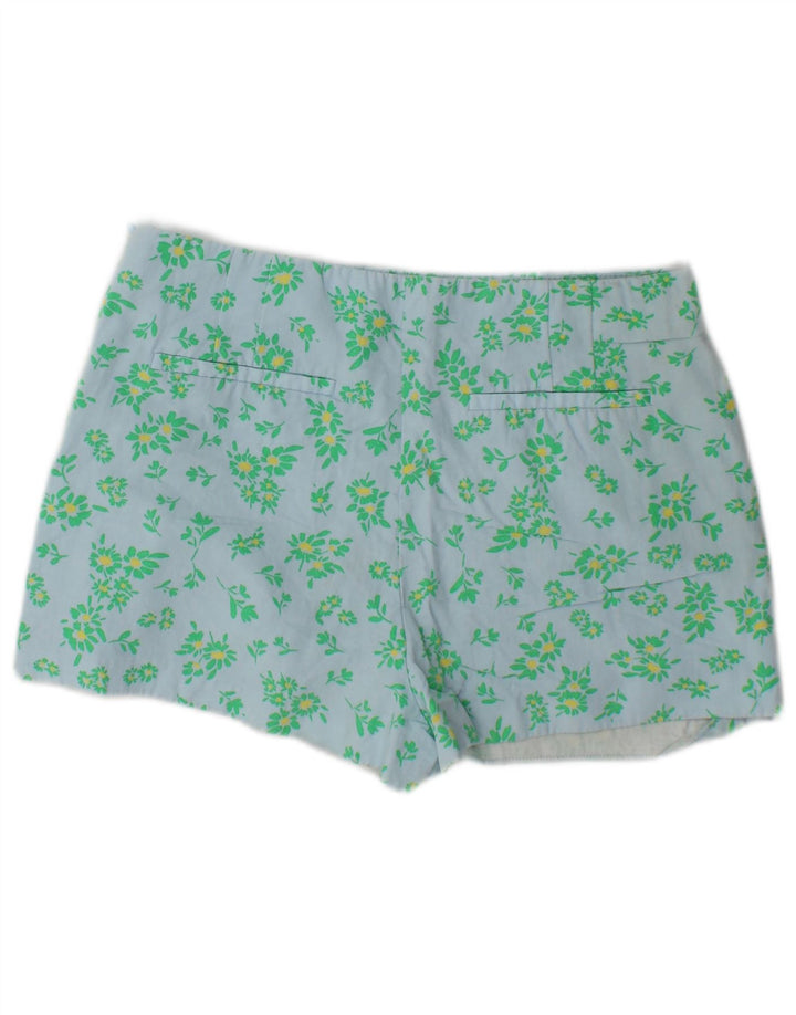 Zara Mujer Hot Pants Large W30 Viscosa Floral Azul