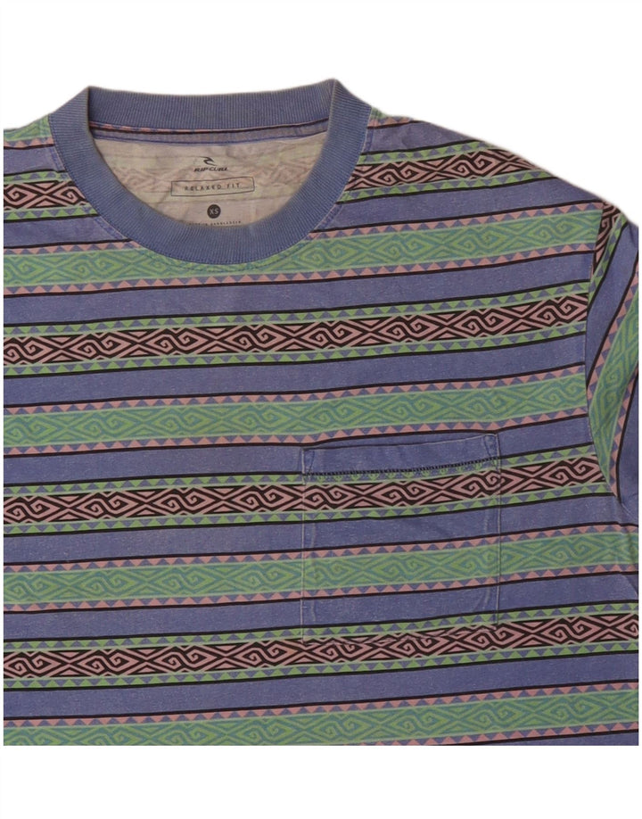 RIP CURL Camiseta de ajuste relajado para hombre Top XS Algodón geométrico multicolor