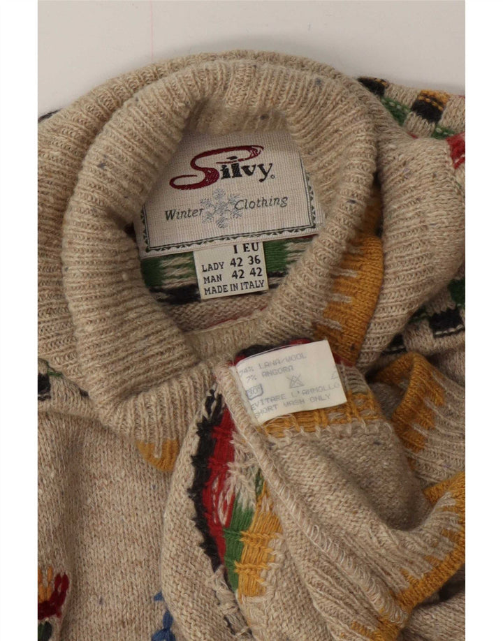 Silvy - Jersey con cuello vuelto para mujer IT 42 Medium Beige Geométrico Novedad