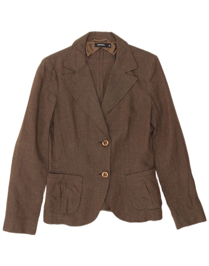 Max & Co. Chaqueta tipo blazer de 2 botones para mujer UK 44 Lino marrón medio