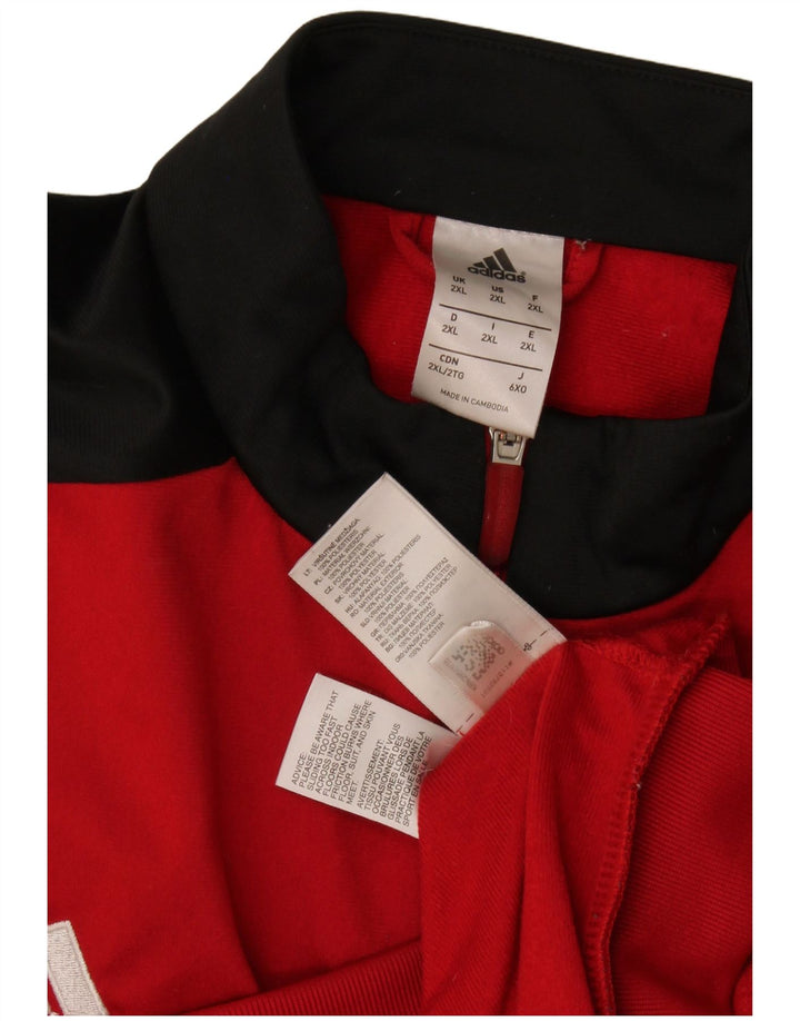 Adidas - Chaqueta de chándal para hombre, talla 2XL, color rojo, poliéster