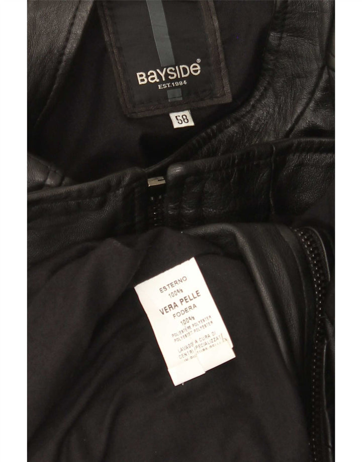 Bayside Chaqueta de cuero para hombre UK 42 XL Cuero negro