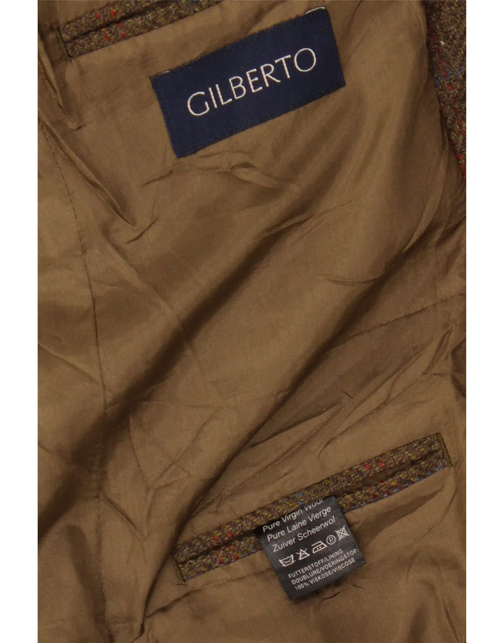Gilberto Chaqueta tipo blazer de 3 botones para hombre UK 40 Large Brown Check Lana virgen