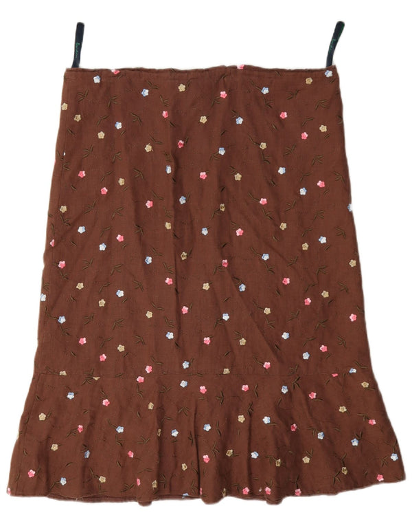 Falda acampanada para mujer Boden UK 10 Small W34 Lino con lunares marrones