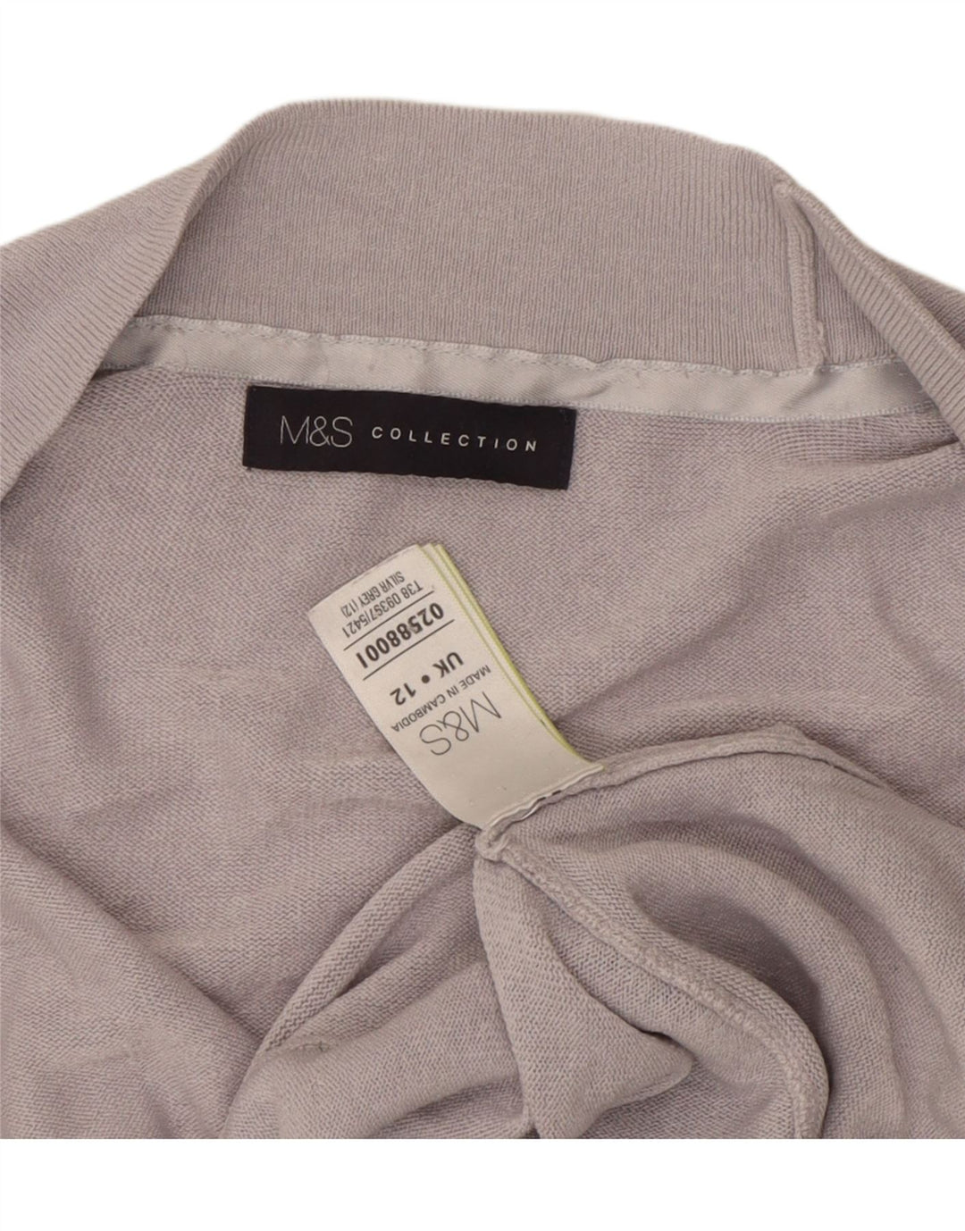 Marks & Spencer Suéter tipo cárdigan abierto para mujer Reino Unido 12 Acrílico gris medio