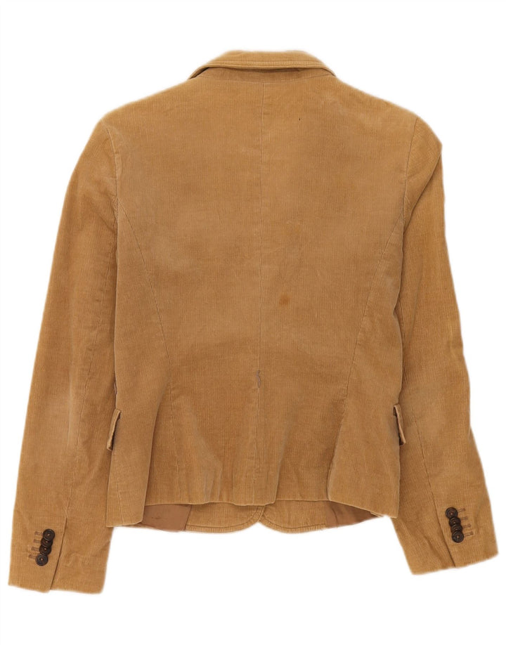 Zara Mujer Blazer De Pana De 2 Botones UK 10 Small Beige Cotton