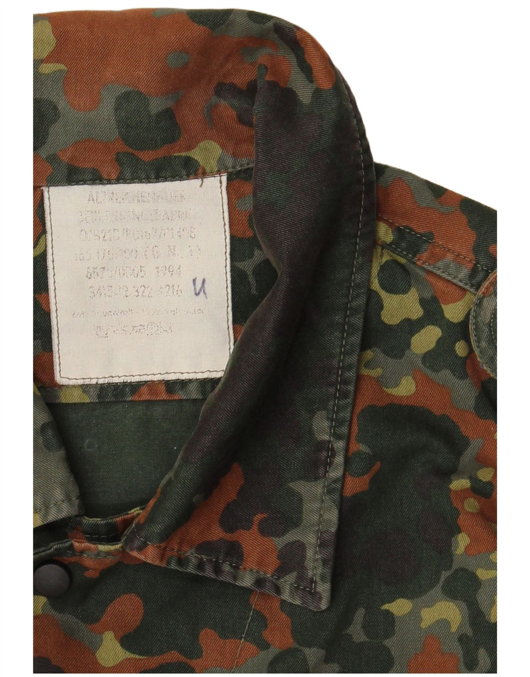 Vintage hombres sobrecamisa camisa militar pequeño camuflaje caqui