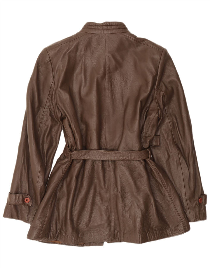 Chaqueta de cuero vintage para mujer IT 46 cuero marrón grande