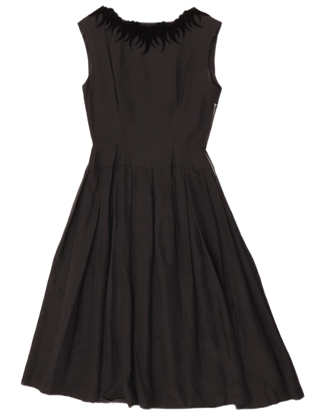 Vintage mujer sin mangas A-Line vestido EU 36 pequeño negro