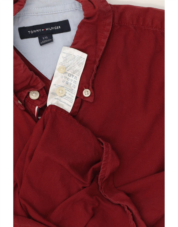 TOMMY HILFIGER Camisa para hombre grande Borgoña Algodón