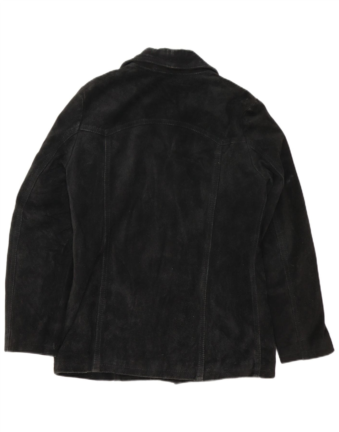 VINTAGE Chaqueta de ante para mujer Reino Unido 12 Medio Negro
