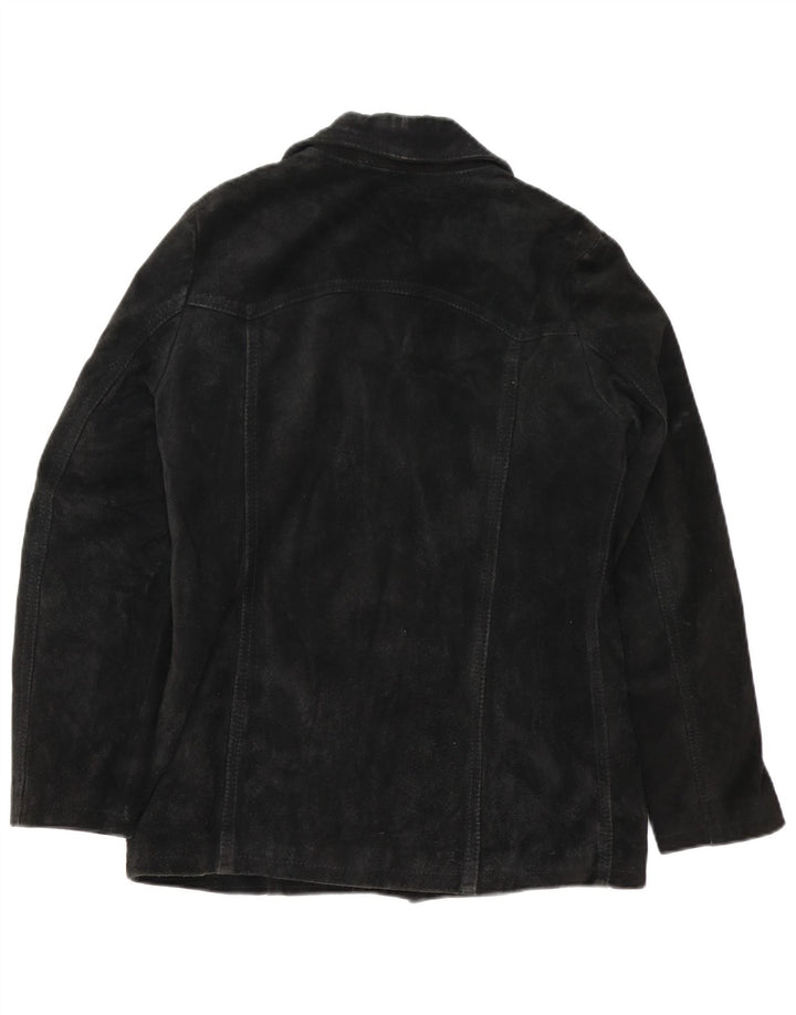 VINTAGE Chaqueta de ante para mujer Reino Unido 12 Medio Negro