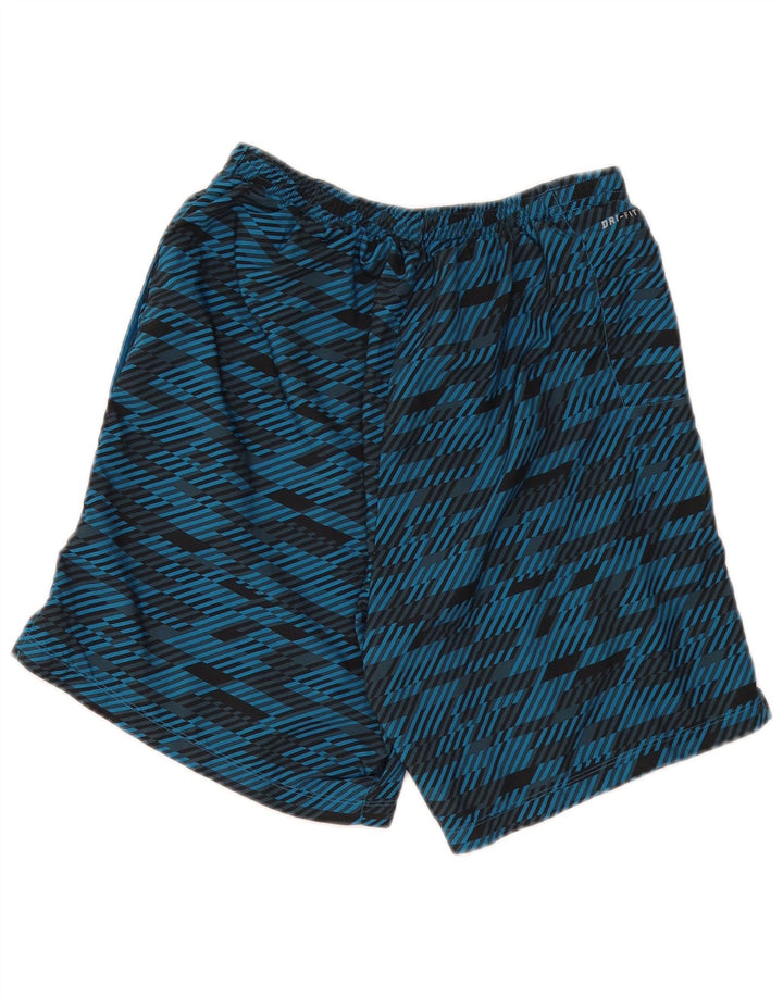 Pantalones cortos deportivos Nike Dri Fit para hombre poliéster geométrico azul medio