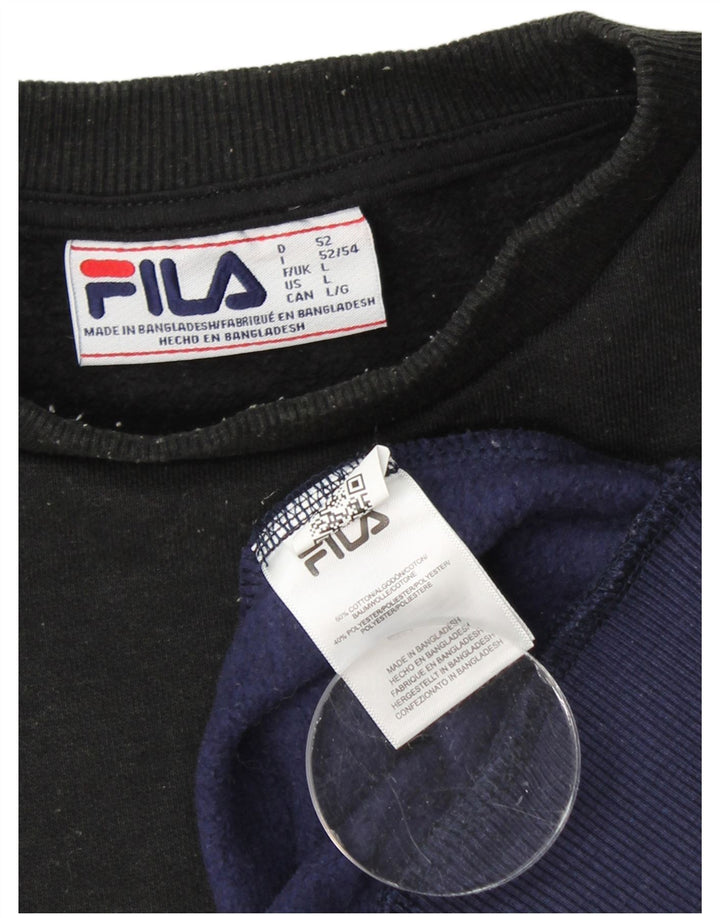 FILA Hombre Sudadera Gráfica Jersey Grande Azul Marino Colorblock Algodón