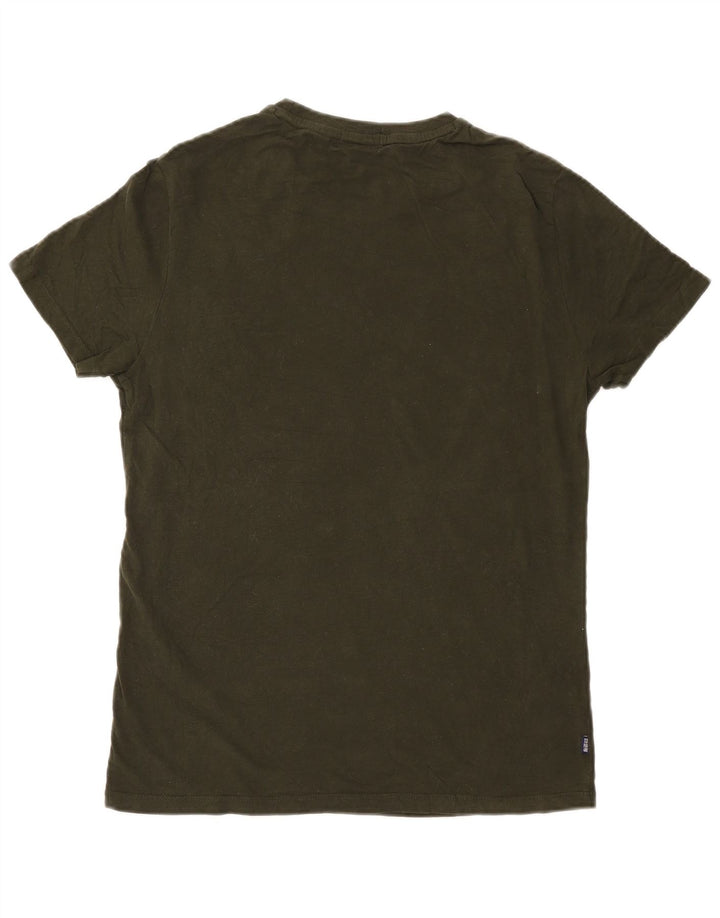 Superdry Hombre Camiseta Top Algodón Verde Medio