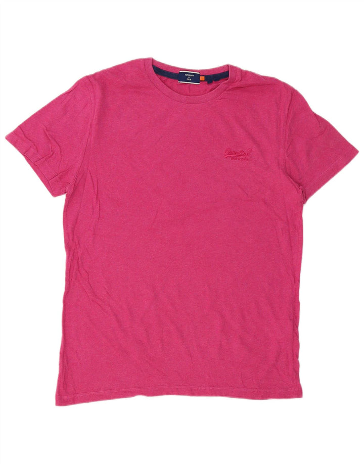 Superdry Hombre Camiseta Top Algodón Rosa Medio