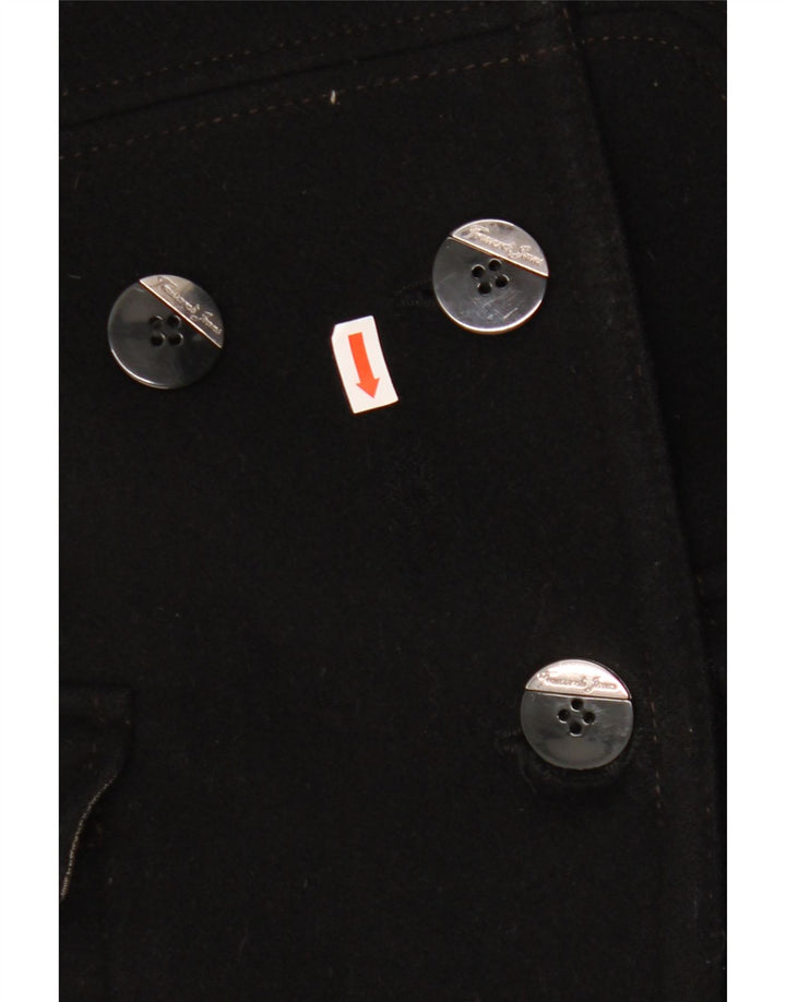 Abrigo Mujer Trussardi Jeans Cruzado IT 44 Mediano Lana Negro