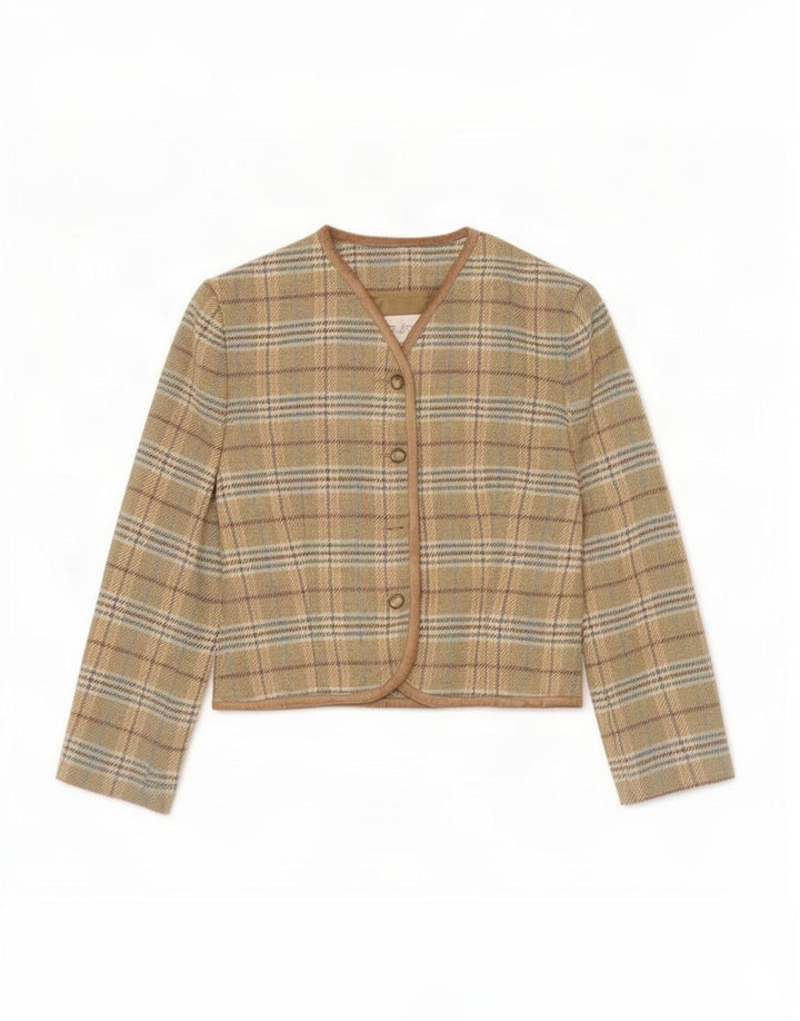 Byblos Chaqueta tipo blazer de 4 botones para mujer IT 46 Lana a cuadros marrón grande
