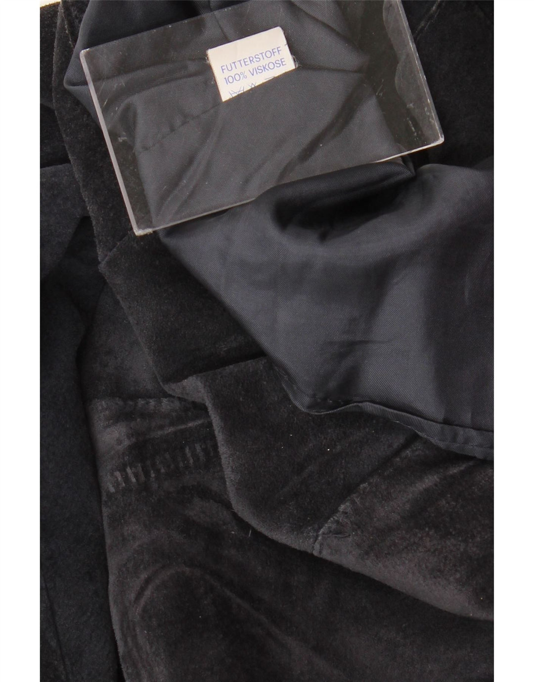 VINTAGE Mujer 1 Botón Crop Blazer Chaqueta Reino Unido 14 Medio Azul Marino Viscosa