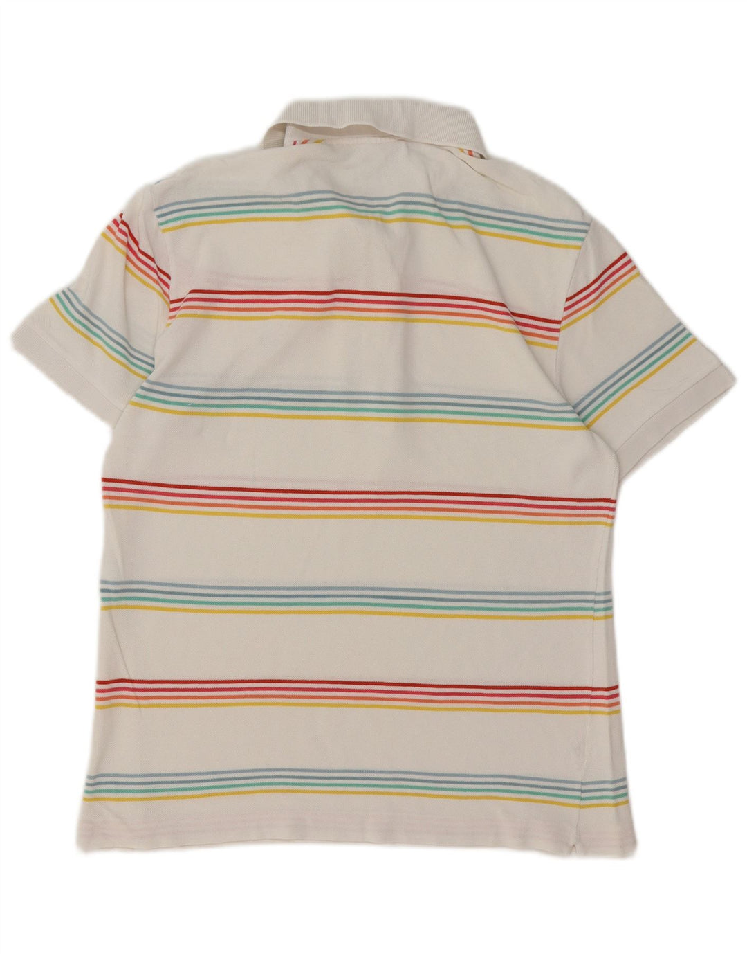 LACOSTE Polo para hombre talla 4 mediano algodón a rayas blancas