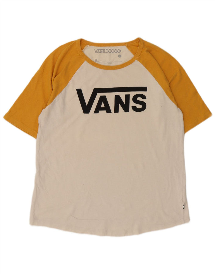 Vans Hombre Camiseta gráfica Top Medium White Colorblock Cotton