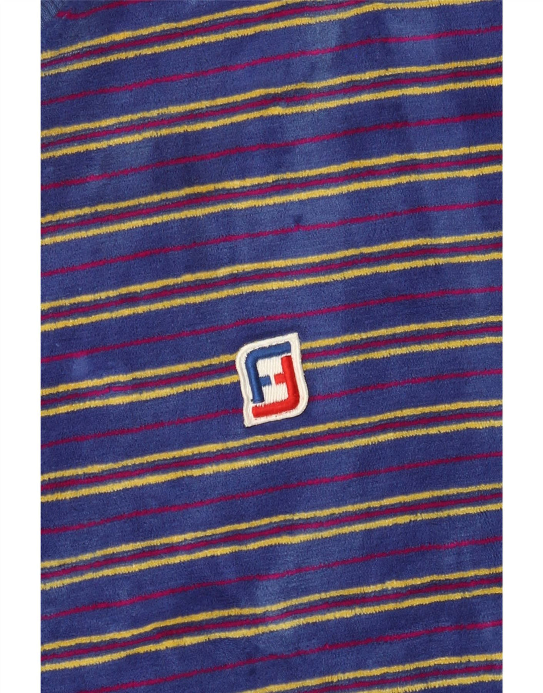 Vintage hombres Velour sudadera Jumper pequeño azul rayas
