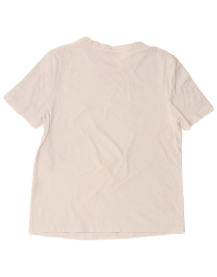 Zara Mujer Camiseta Top UK 44 Medio Blanco Algodón