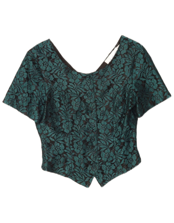 Together Blusa corta de manga corta para mujer UK 10 Small Green Floral