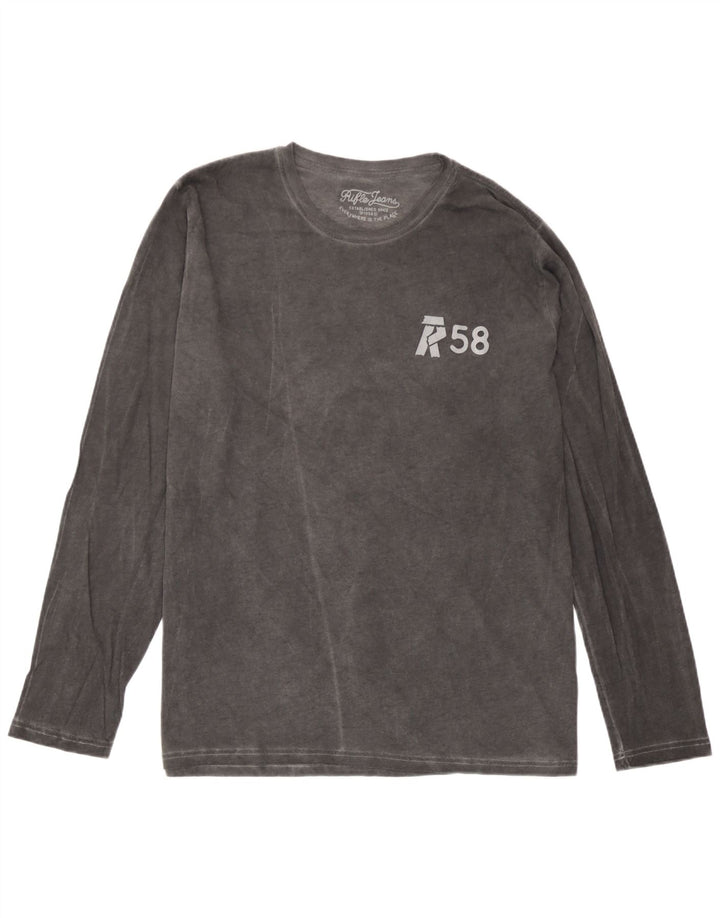 Rifle Hombres Top Manga Larga Grande Gris Algodón