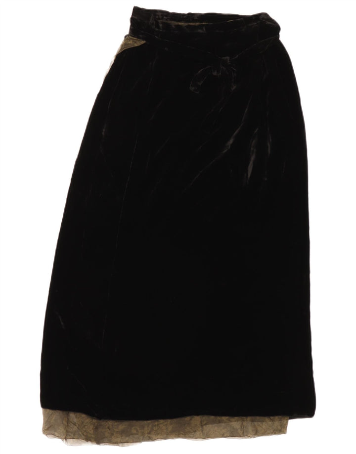 Aspesi Falda maxi cruzada para mujer IT 42 Mediana W26 Viscosa de cachemira negra