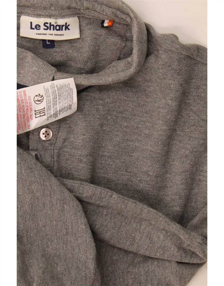Polo Le Shark Hombre Grande Gris Algodón
