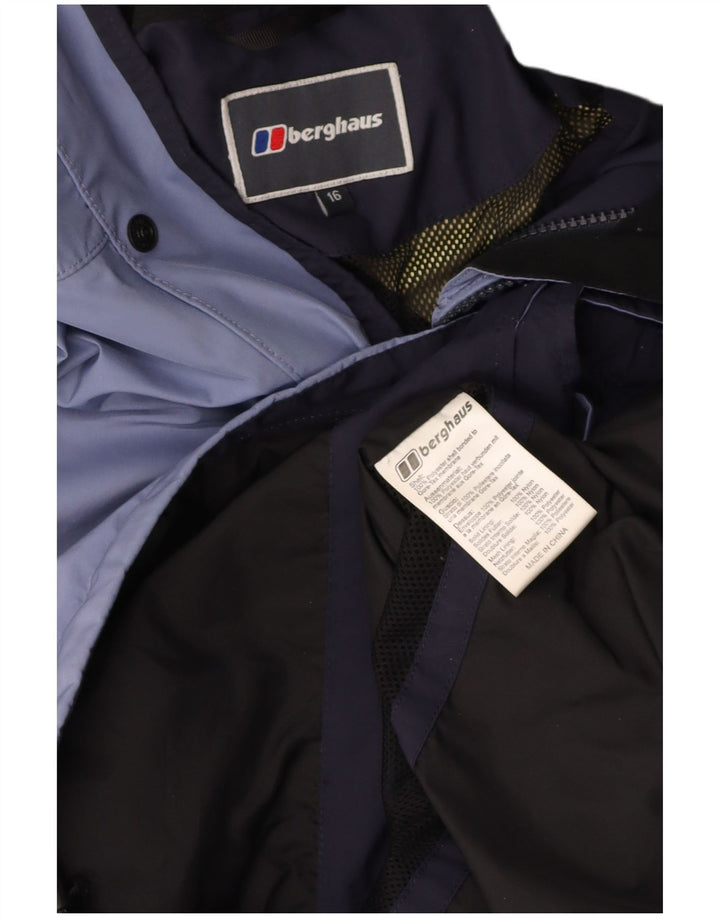 BERGHAUS Womens Oversized Hooded Rain Jacket UK 16 Large Blue Polyester