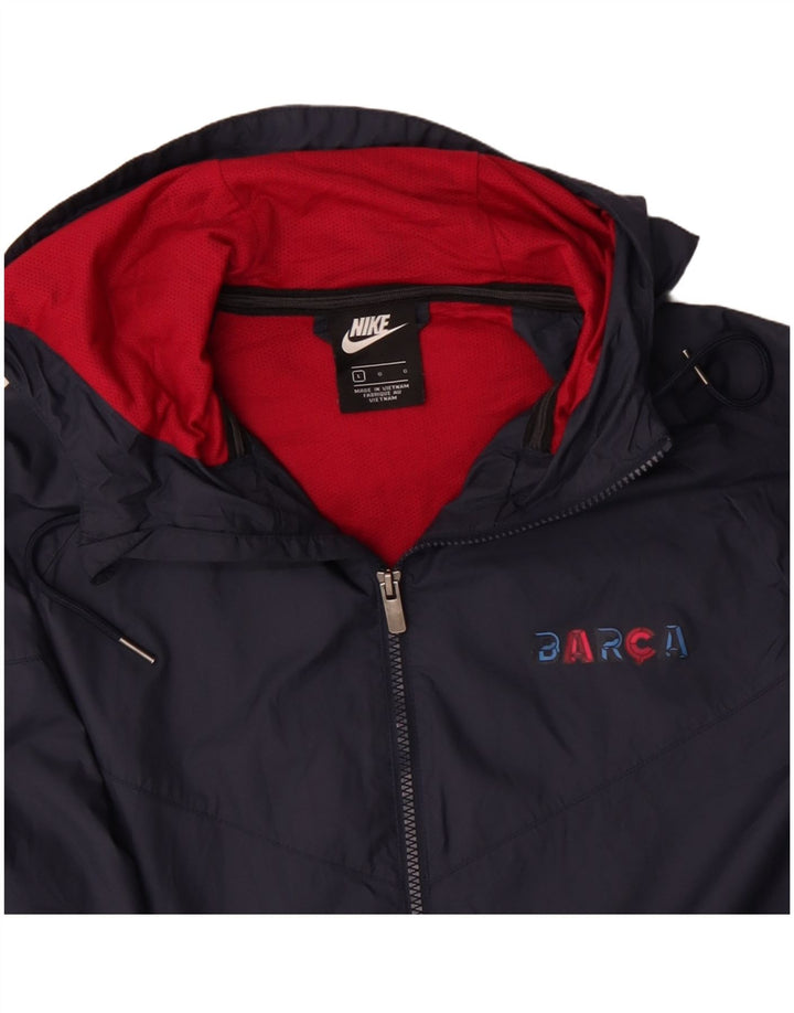 NIKE Barcelona - Chaqueta con capucha para hombre, talla grande, poliéster, color azul marino