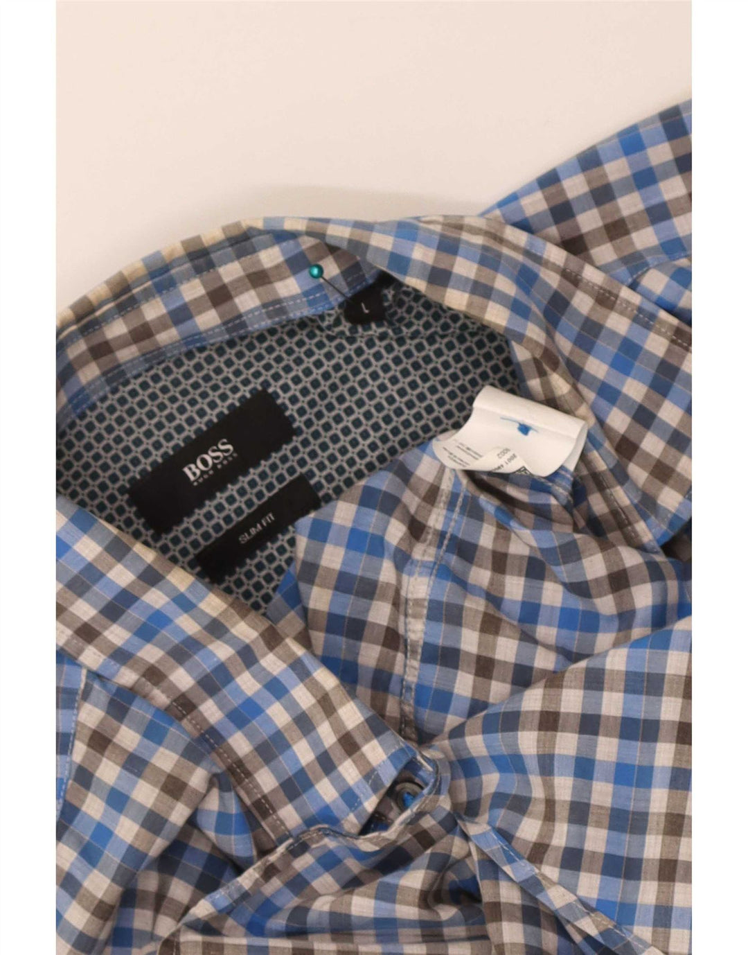 Camisas HUGO BOSS Hombre | Camisa slim fit de algodón con cuadros azules grandes
