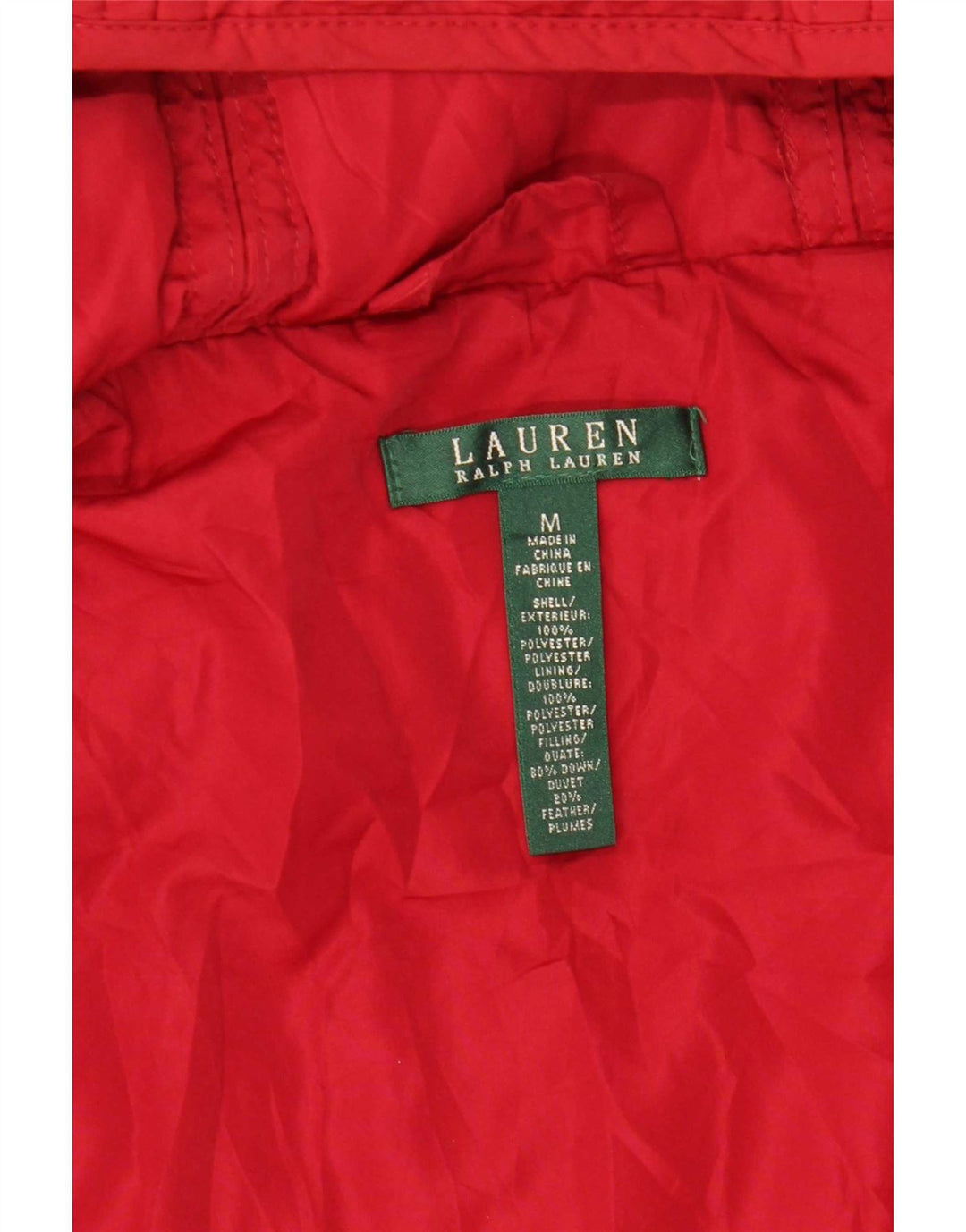 Ralph Lauren Chaqueta acolchada con capucha para mujer Reino Unido 12 Poliéster rojo mediano