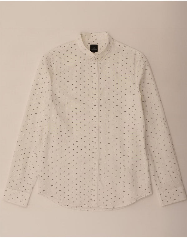 Armani Exchange Mens Graphic Slim Fit Shirt Large White Spotted Cotton