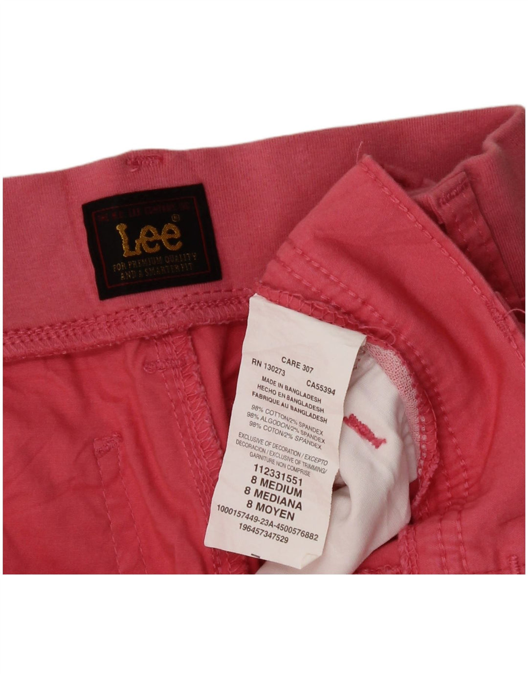 Lee pantalones cortos cargo para mujer US 8 mediano W28 algodón rosa