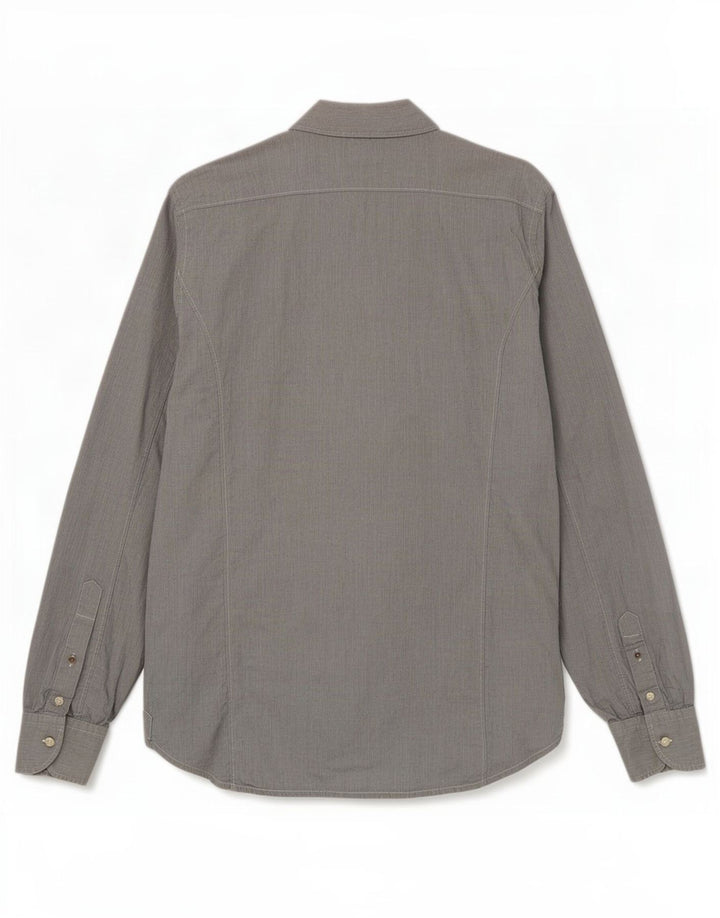Camisa Replay Hombre Gris Medio Algodón Rayas Pintadas