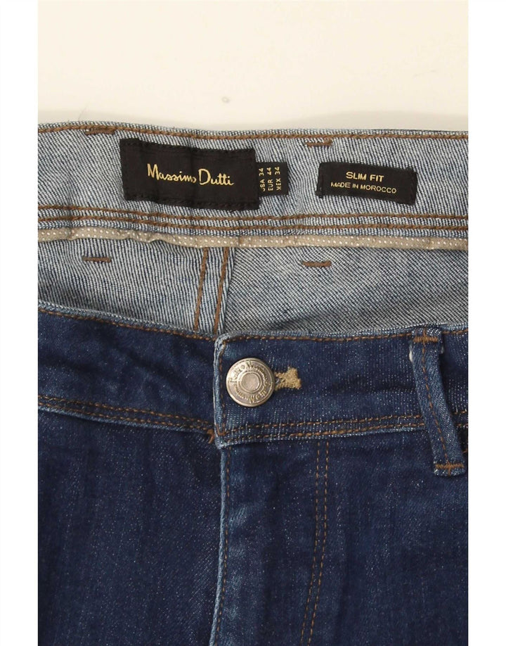 Massimo Dutti Vaqueros Slim Hombre EU 44 Large W34 L30 Azul