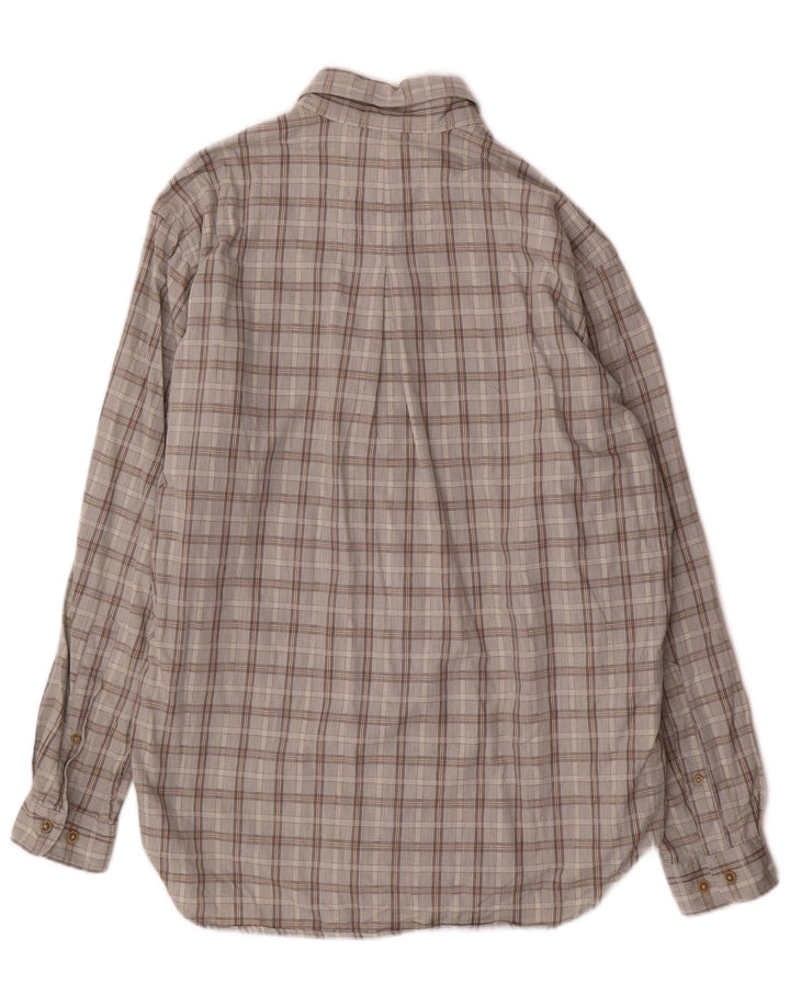 Camisa Marlboro Classics Hombre Grande Gris Cuadros Algodón