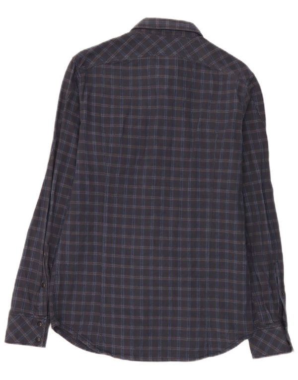 G-Star Hombre Camisa De Franela De Algodón A Cuadros Azul Marino Medio