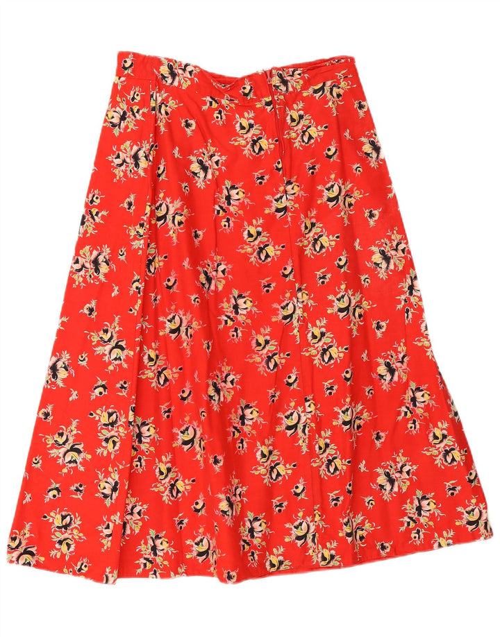 Vintage mujer A-Line falda W26 pequeño rojo floral