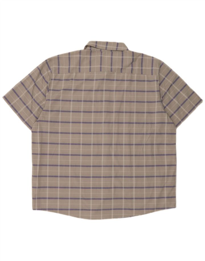 Adidas Camisa Manga Corta Hombre 2XL Gris Cuadros Poliéster
