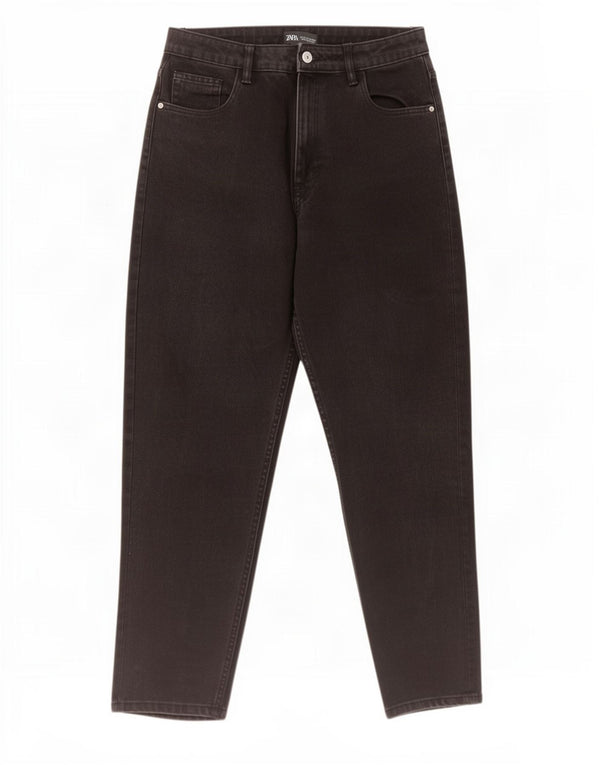 Zara Jeans Cónicos De Tiro Alto Para Mujer EU 40 Medium W30 L27 Algodón Negro