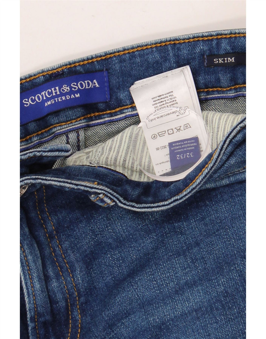 SCOTCH & SODA Vaqueros pitillo Amsterdam para hombre W32 L32 Algodón azul