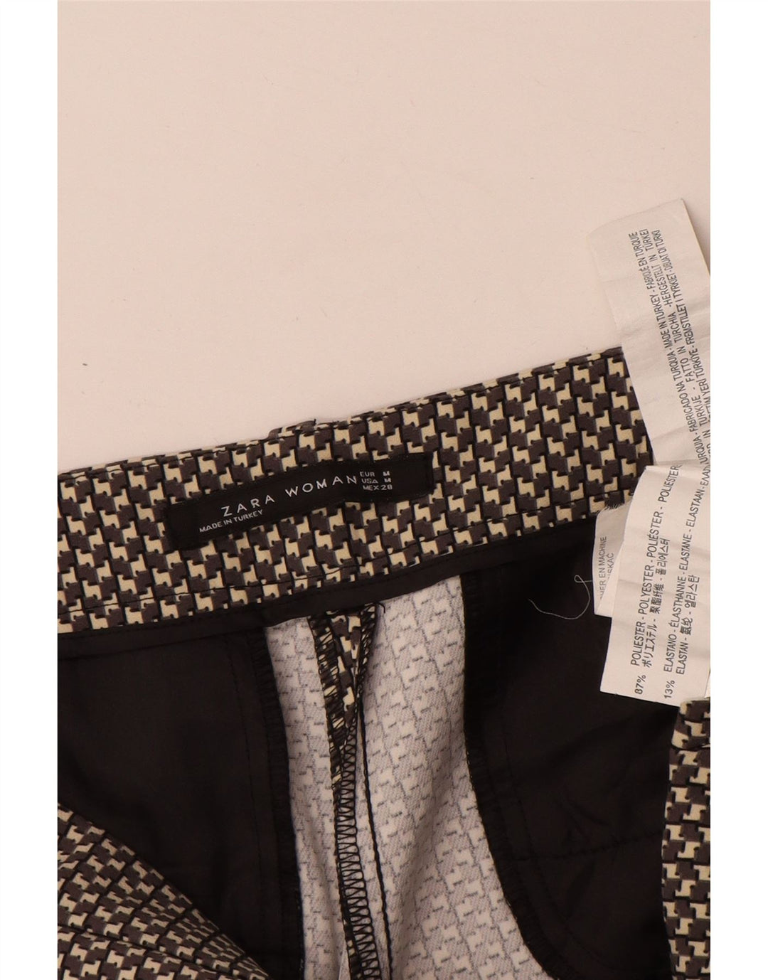 Zara Mujer Pantalón Casual Slim Mediano W28 L29 Poliéster Geométrico Gris