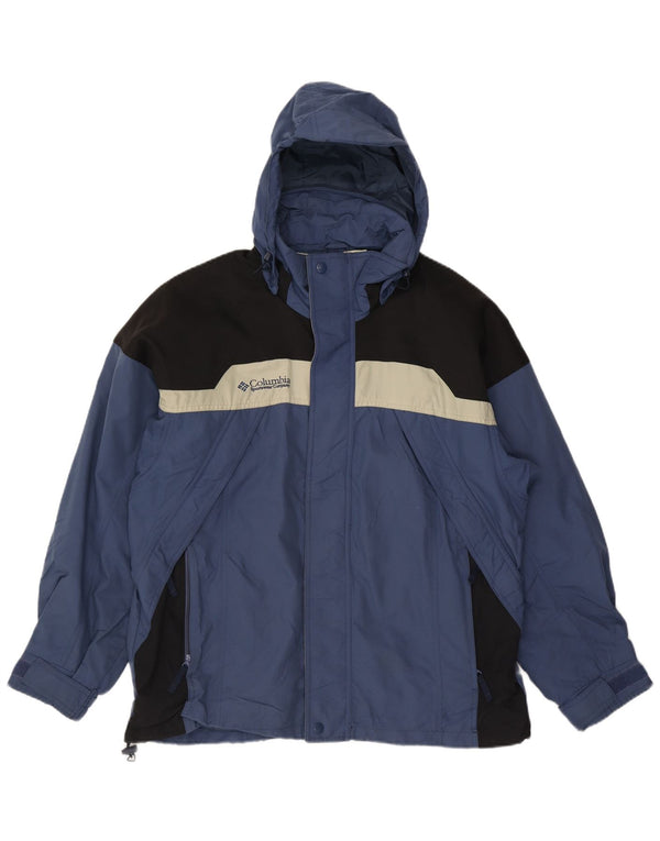 Champion Chaqueta cortavientos con capucha para hombre UK 40 Large Azul Colorblock Nylon