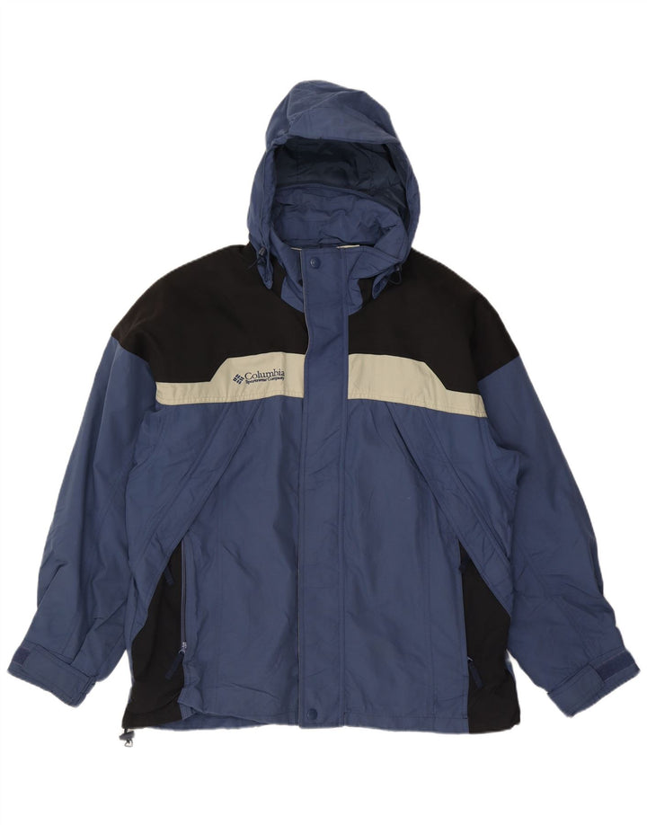 Champion Chaqueta cortavientos con capucha para hombre UK 40 Large Azul Colorblock Nylon