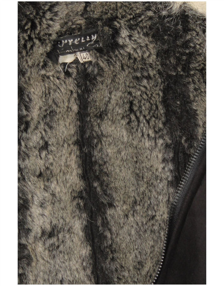 Vintage mujer Sherpa abrigo IT 40 pequeño negro